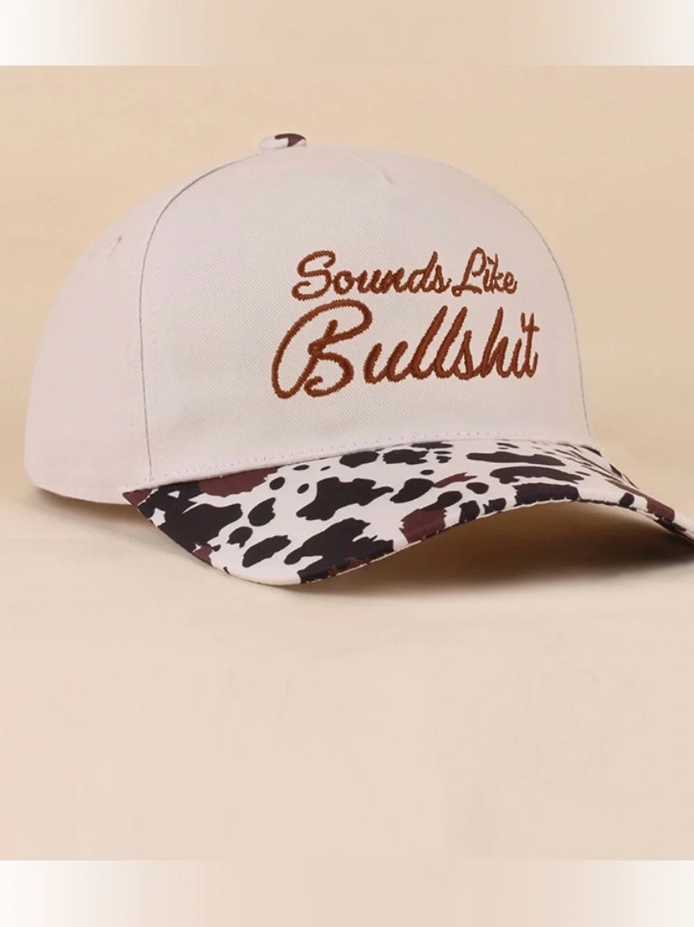 Zenana Sounds Like Bullsh*t Novelty Baseball Hat Cow Print